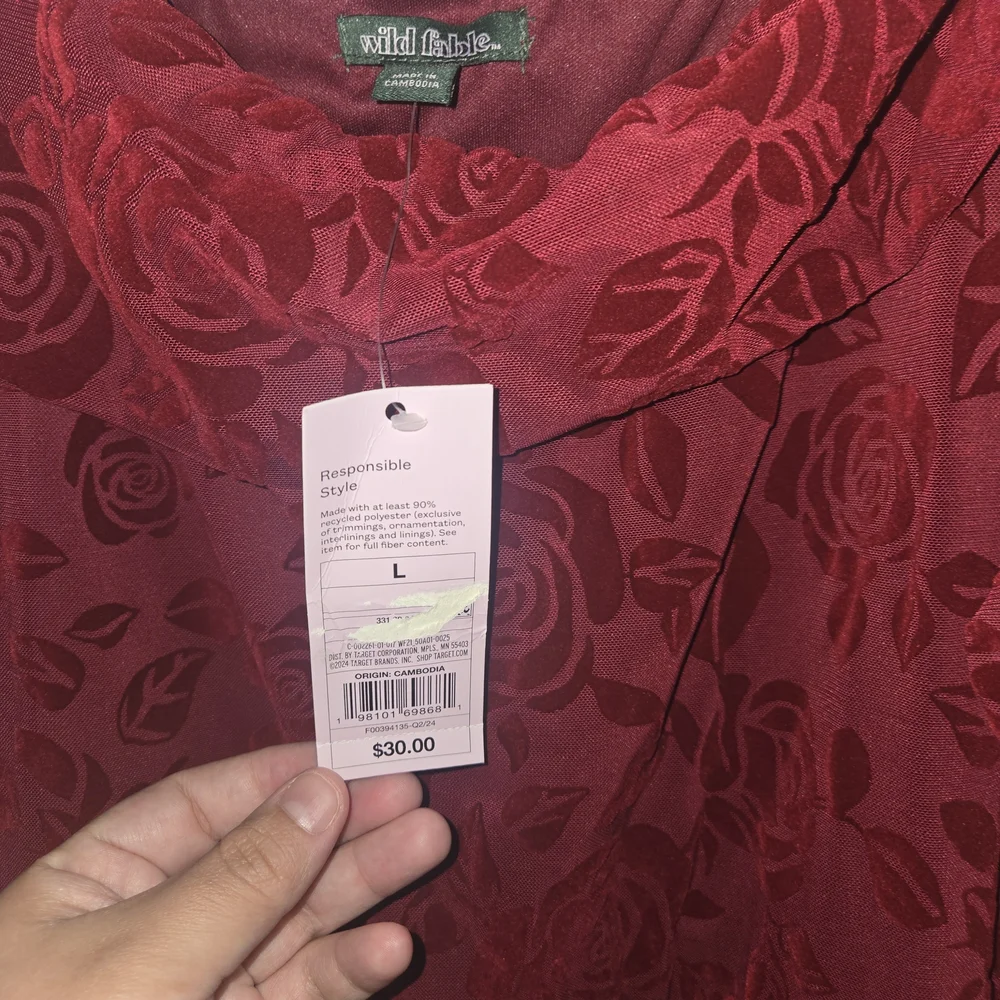 wild fable Rose Burnout Red Dress - Picture 3 of 6